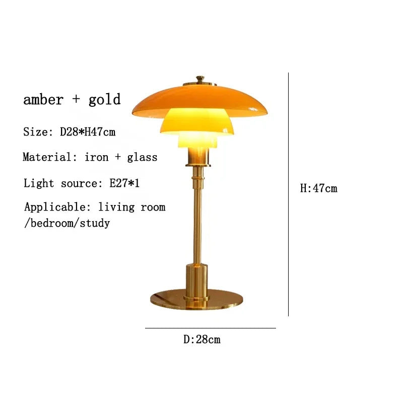 Danish Designer Nordic Glass Desk Lamp Retro Luxurious Living Room Bedroom Study Bedside Table Led Lights Modern Home Decoration
