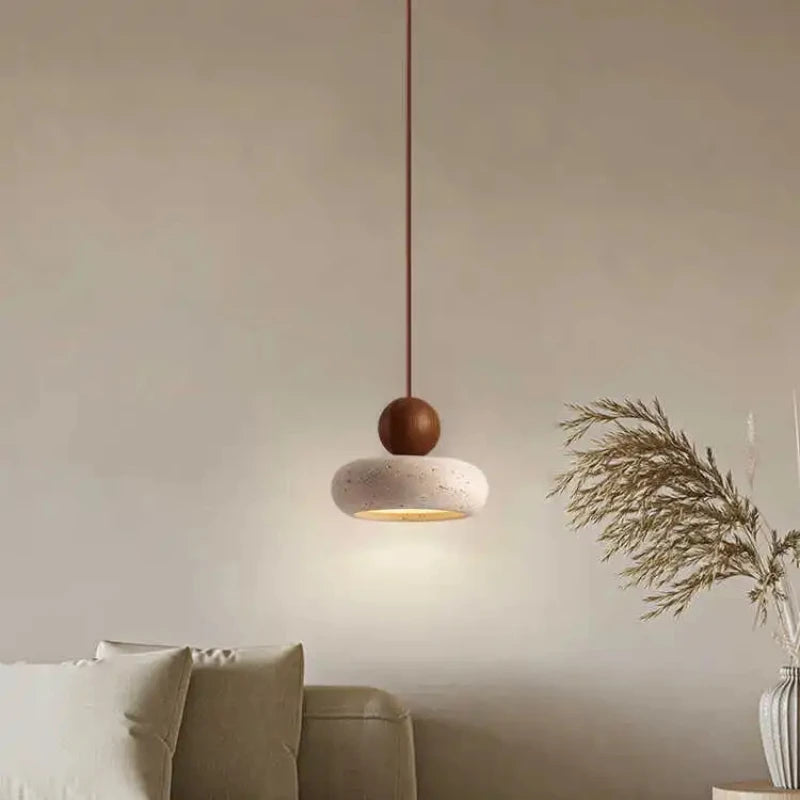 Vintage pendant light with natural yellow agate stone, perfect for bedroom or restaurant
