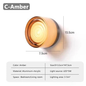 Nordic LED Wall Lamp Amber Jelly Interior Decoration Acrylic Small Wall Lamp Bedroom Living Room Balcony Entrance Hotel Lighting
