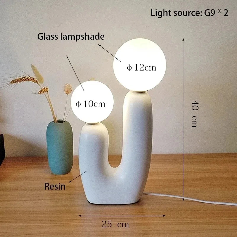 Modern Nordic Art Glass Table Lamp Bedroom Resin Bedhead Lamp Restaurant Living Room Personalized Atmosphere Lighting Table Lamp