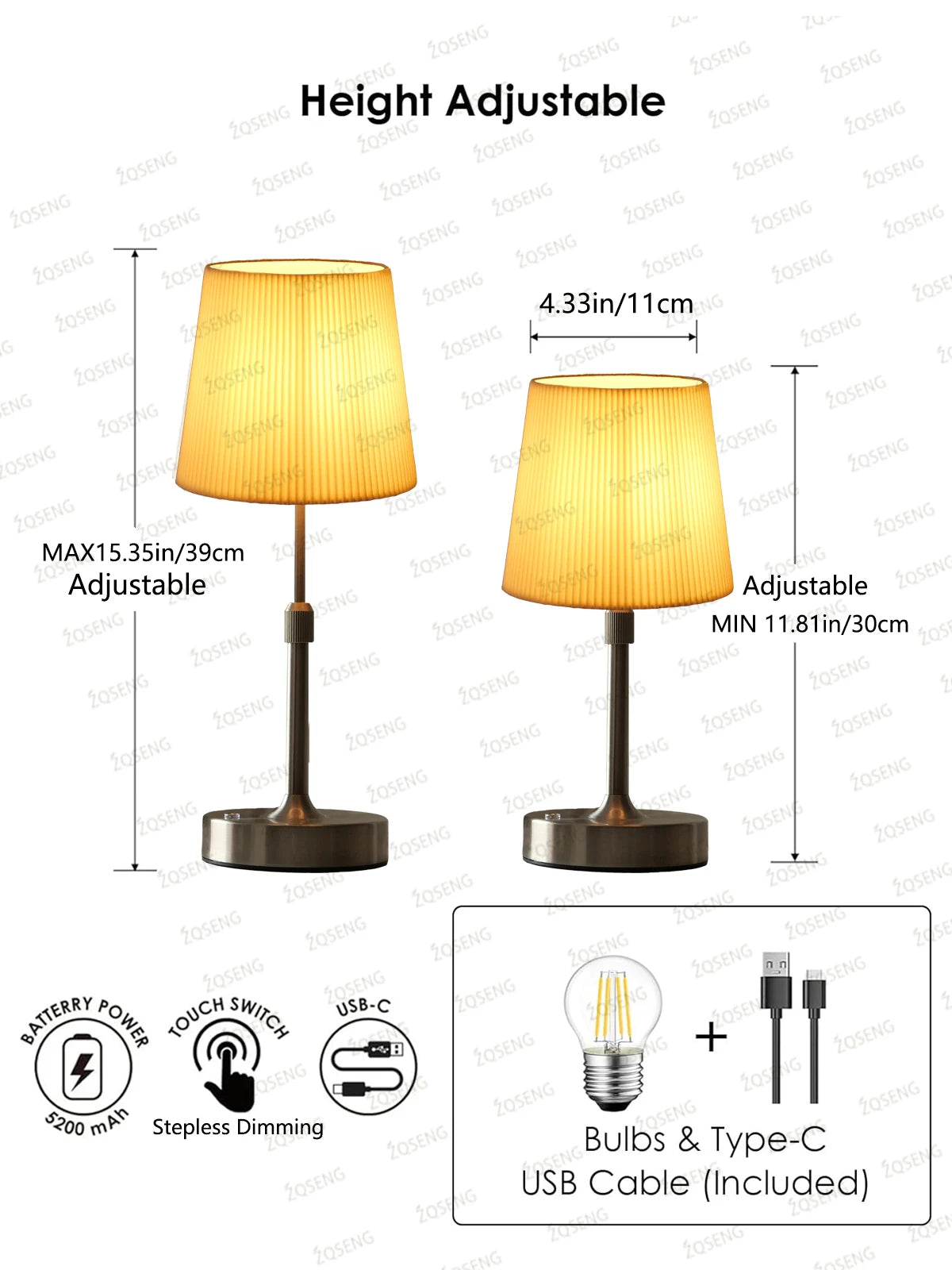 Led Cordless Night Light Rechargeable Bedside Table Lamps Touch Stepless Dimming Portable Desk Lamp For Bar Restaurant Camping