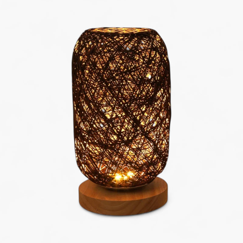 Lampe De Chevet Rotin Et Bois