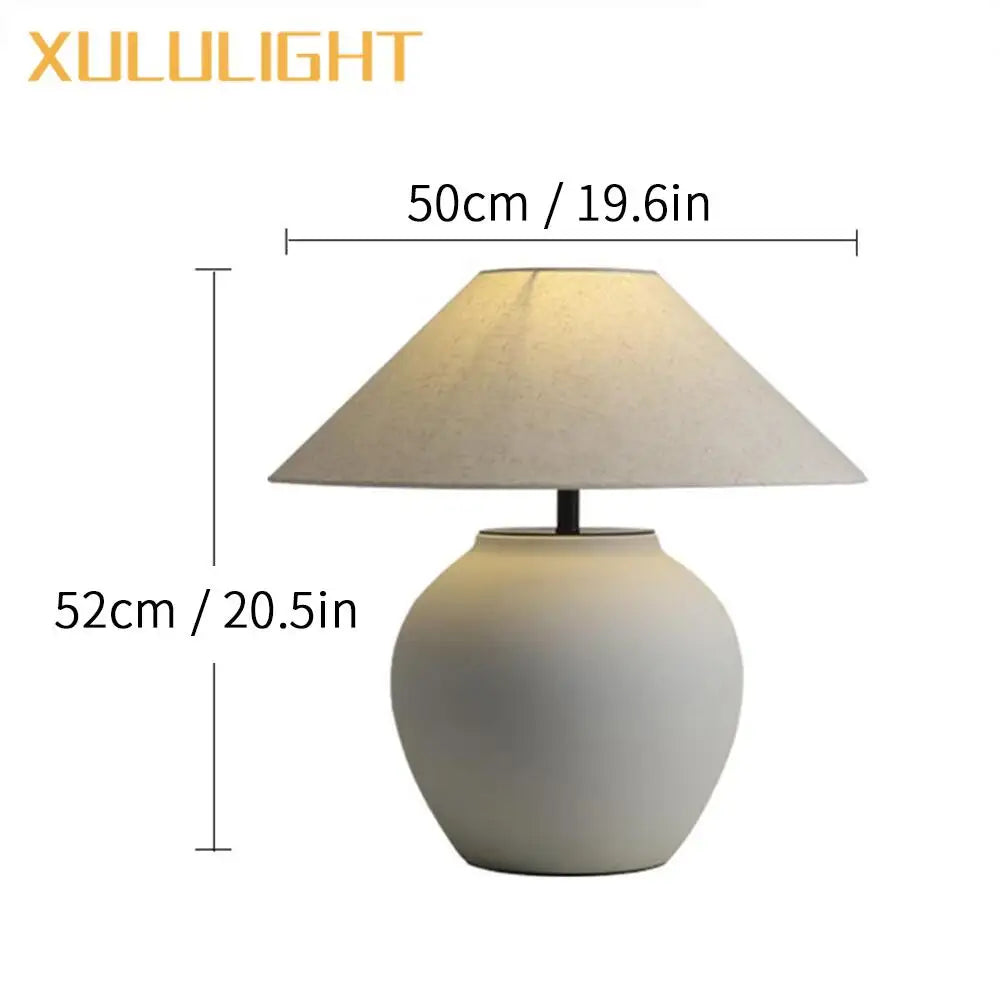 Wabi Sabi Style Ceramic Table Lamp Living Room Coffee Table Black Oversized Decorative Desk Lamp Japanese Retro Lighting Fixture