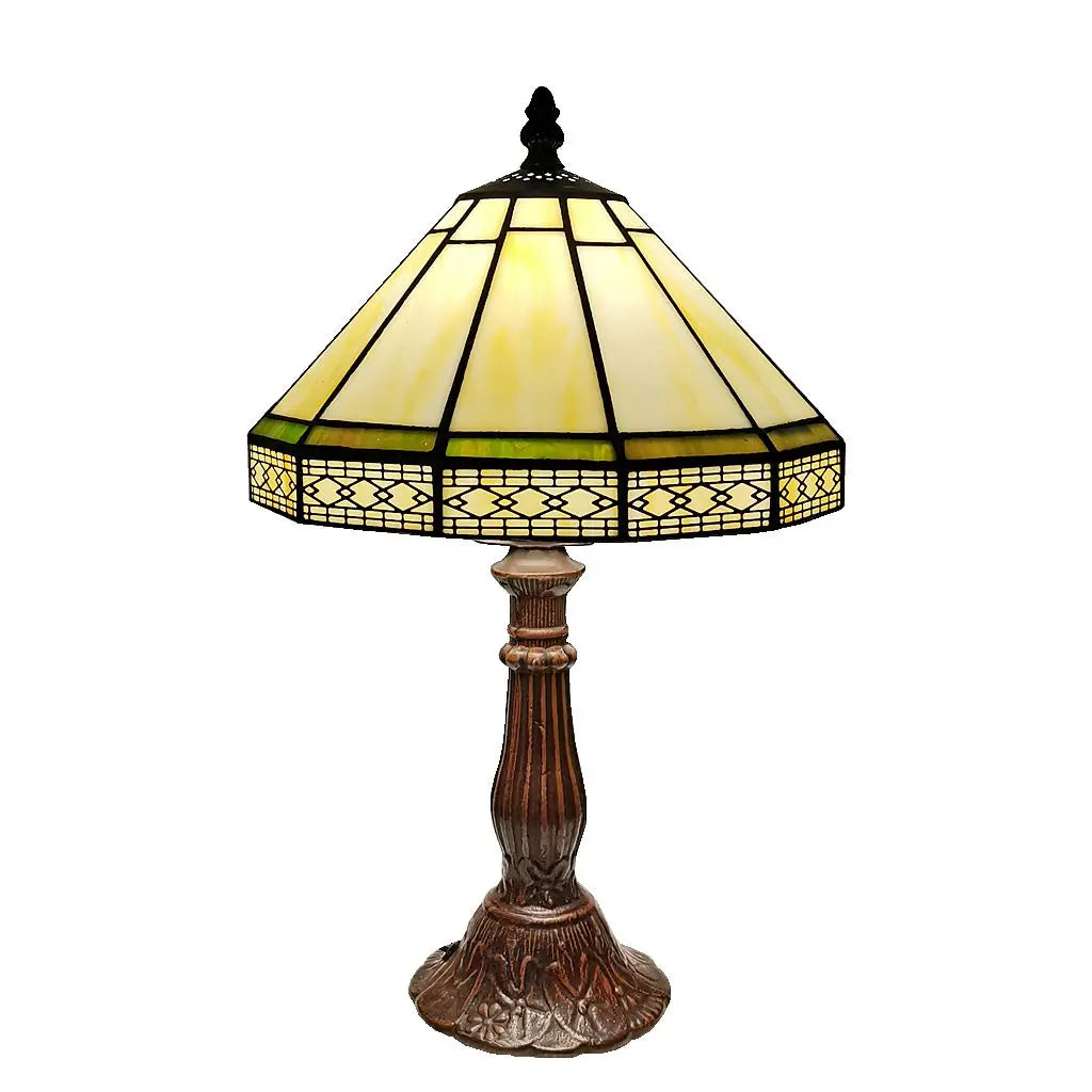 22CM Minimalist European Geometric Small Table Lamp Tiffany Style Living Room Bar Decoration Office Desk Glass Lighting
