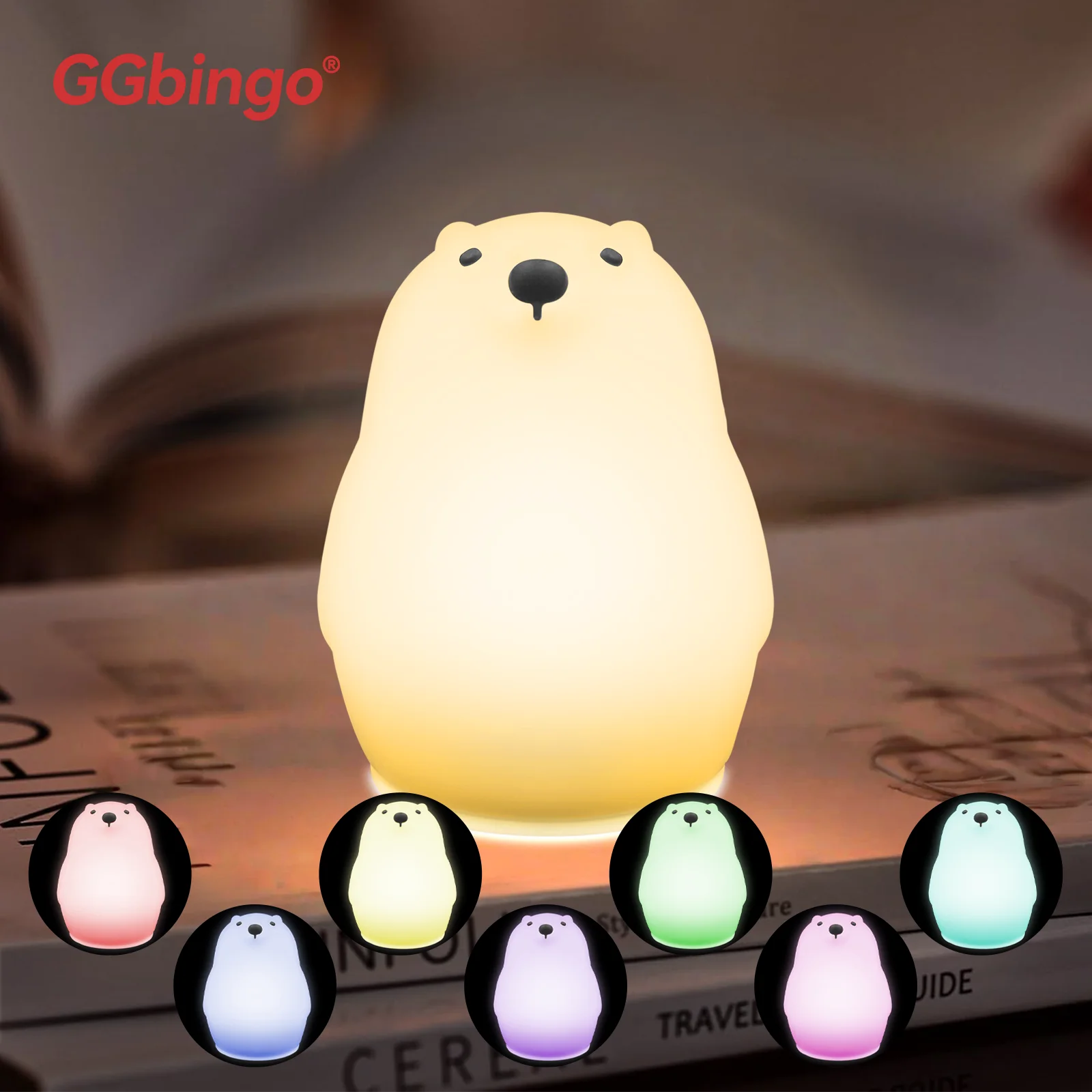 Cute Silicone Unicorn Sheep Hamster RGB LED Night Light USB Rechargeable Cartoon Animal Touch Lamp for Kids Bedroom Decor Gift
