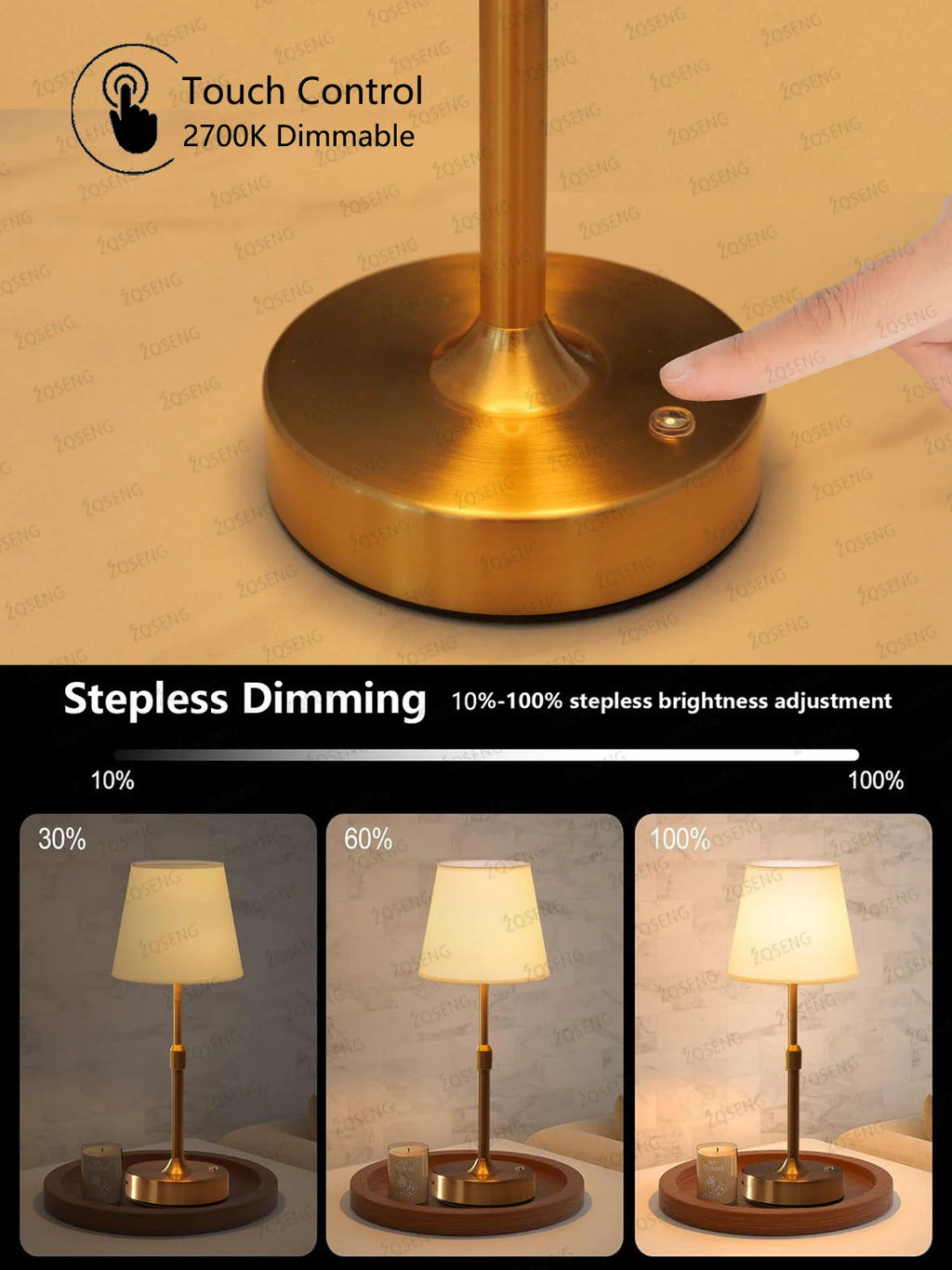 Led Cordless Night Light Rechargeable Bedside Table Lamps Touch Stepless Dimming Portable Desk Lamp For Bar Restaurant Camping