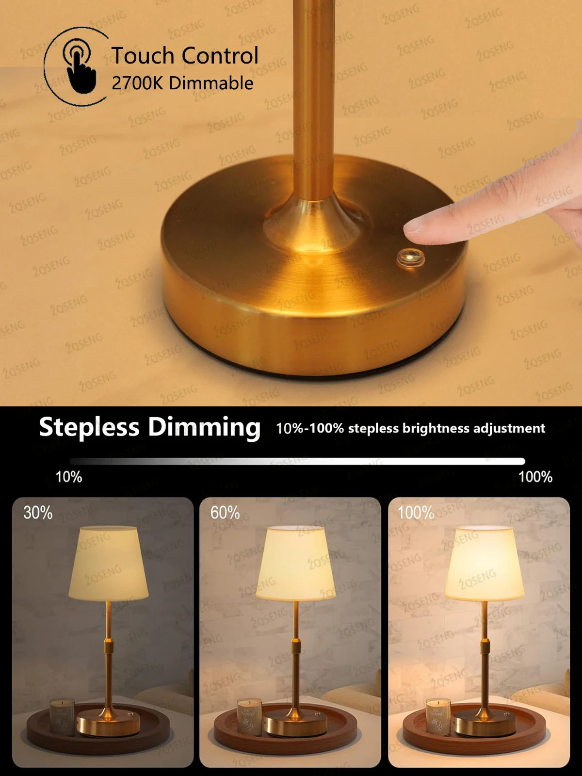 Led Cordless Night Light Rechargeable Bedside Table Lamps Touch Stepless Dimming Portable Desk Lamp For Bar Restaurant Camping