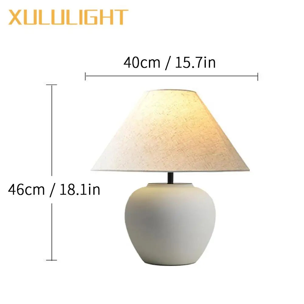 Wabi Sabi Style Ceramic Table Lamp Living Room Coffee Table Black Oversized Decorative Desk Lamp Japanese Retro Lighting Fixture