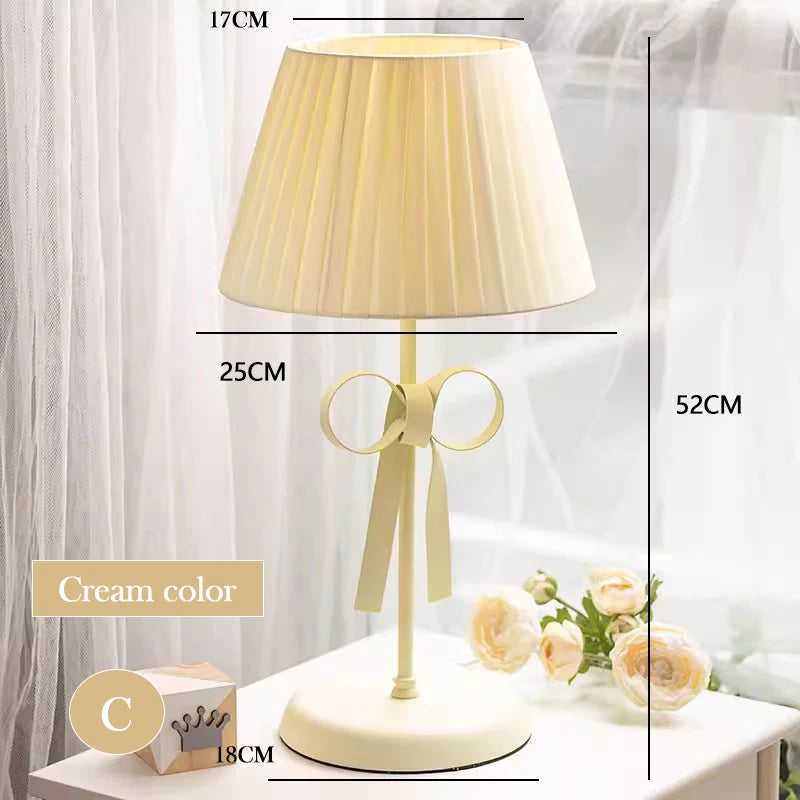 Pink Princess Room Bow Table Lamps Pink Bow Lamp Creative Nordic Children's Room Baby Room Bedside Girl Bedroom Table Lights LED