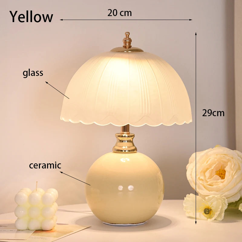 Modern Ceramic Glass Desktop Book Lamp Bedroom Bedside Table Lamp Light Luxury Atmosphere Children's Room Princess Table Lamp