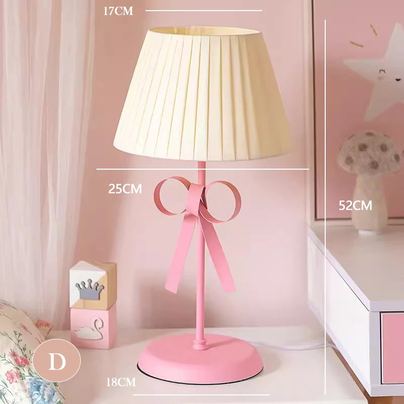 Pink Princess Room Bow Table Lamps Pink Bow Lamp Creative Nordic Children's Room Baby Room Bedside Girl Bedroom Table Lights LED