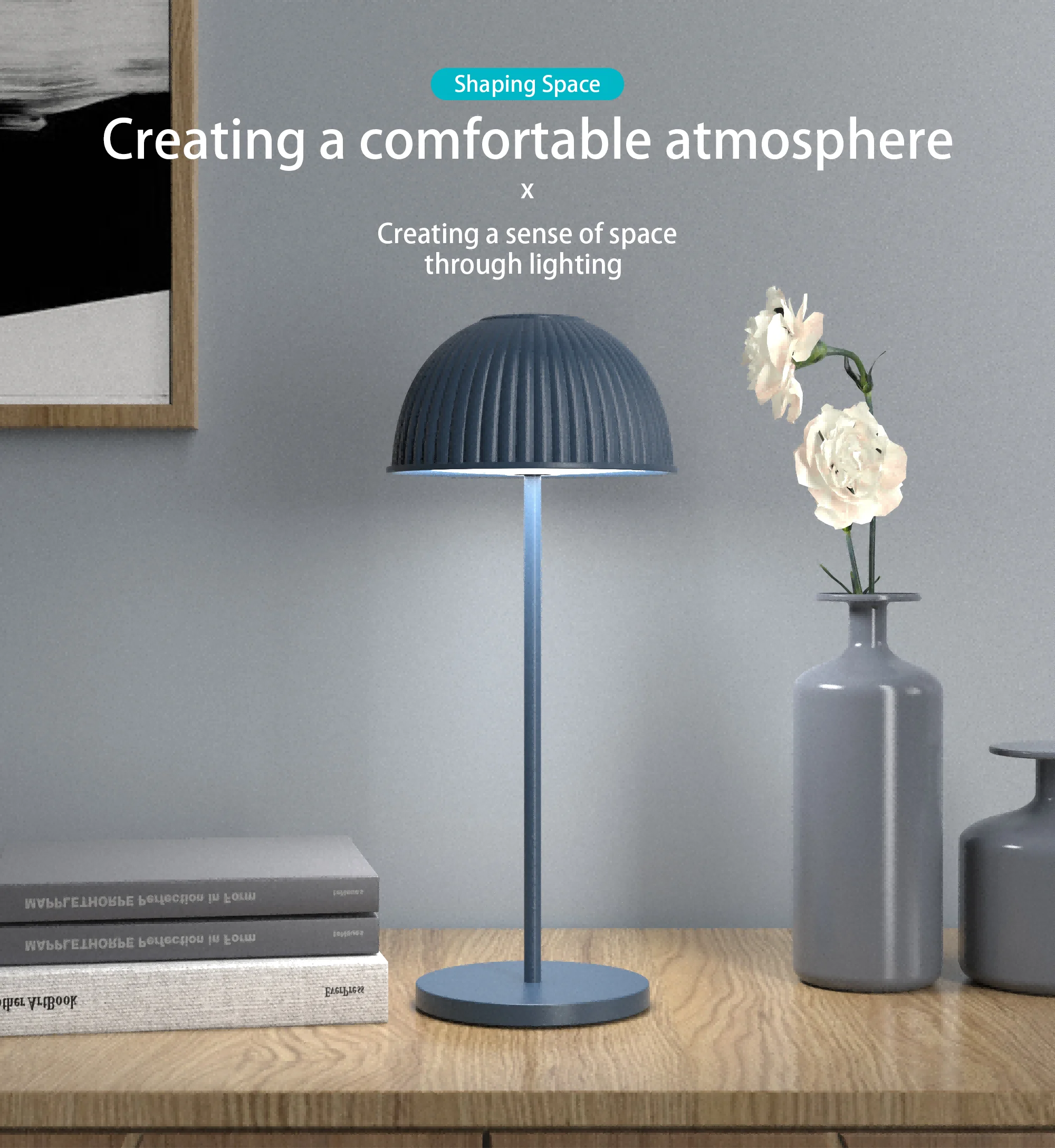 Modern Luxury Desk Night Light Camping Portable Outdoor Folding Mushroom LED Cordless Battery Rechargeable Table Lamp Restaurant