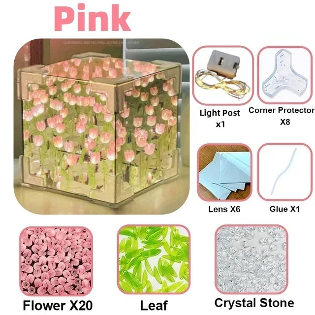 DIY 3D Tulip Flower Sea Night Lamp Kit - Romantic Creative Gift for Girlfriend, Couples and Special Occasions