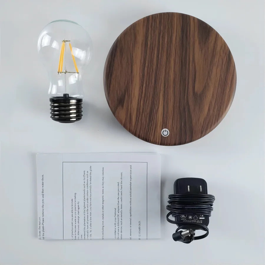 Lampe De Chevet Bois Ampoule Lévitation Magnétique