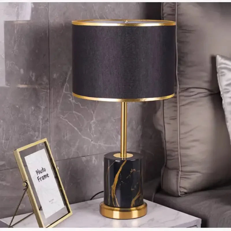 New Simple LED Fabric Lampshade American Table Lamp Bedroom Bedside Atmosphere Lighting Lamps