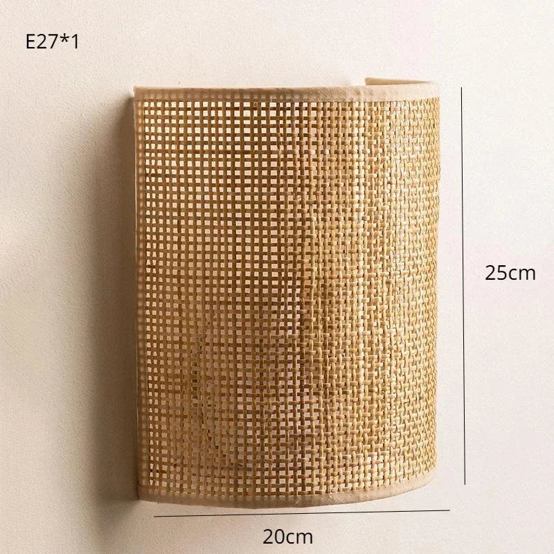 Rattan Wall Lamp Living Room Bedroom Bedside Wall Sconce Led Lighting Corridor Southeast Asian Rattan Wall Light Fixtures Decor