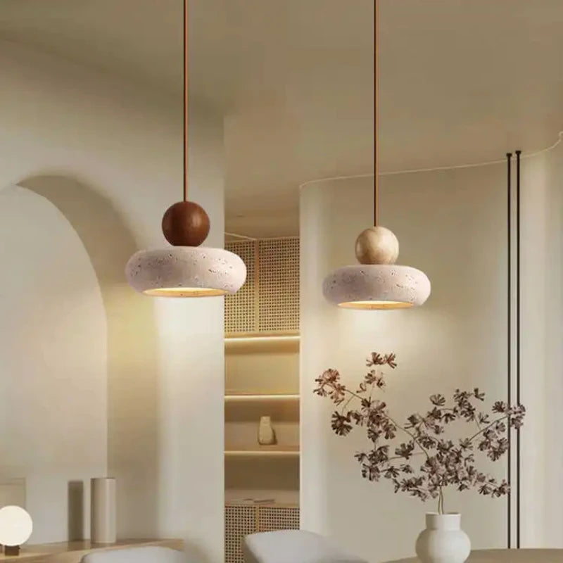 Vintage pendant light with natural yellow agate stone, perfect for bedroom or restaurant