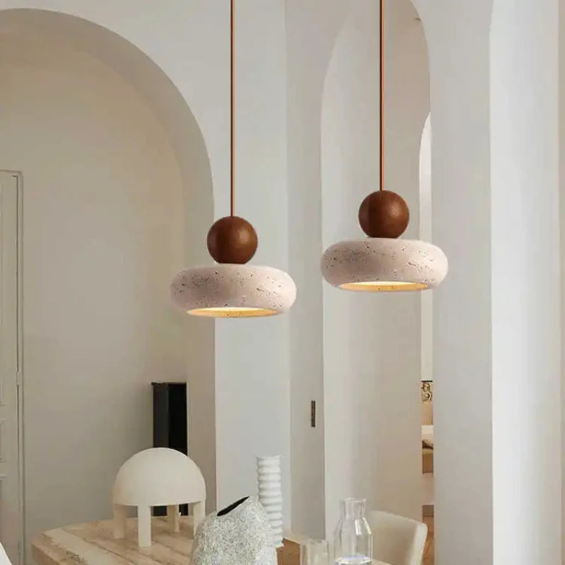 Vintage pendant light with natural yellow agate stone, perfect for bedroom or restaurant