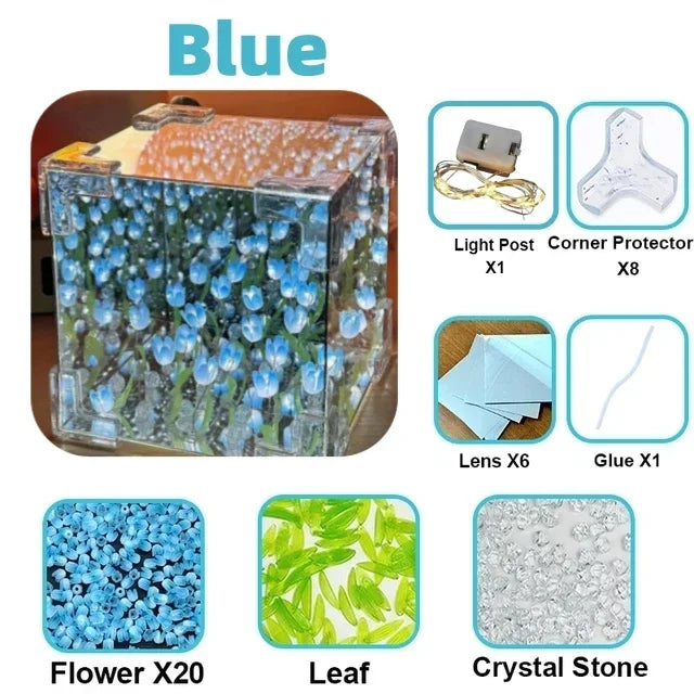 DIY 3D Tulip Flower Sea Night Lamp Kit - Romantic Creative Gift for Girlfriend, Couples and Special Occasions
