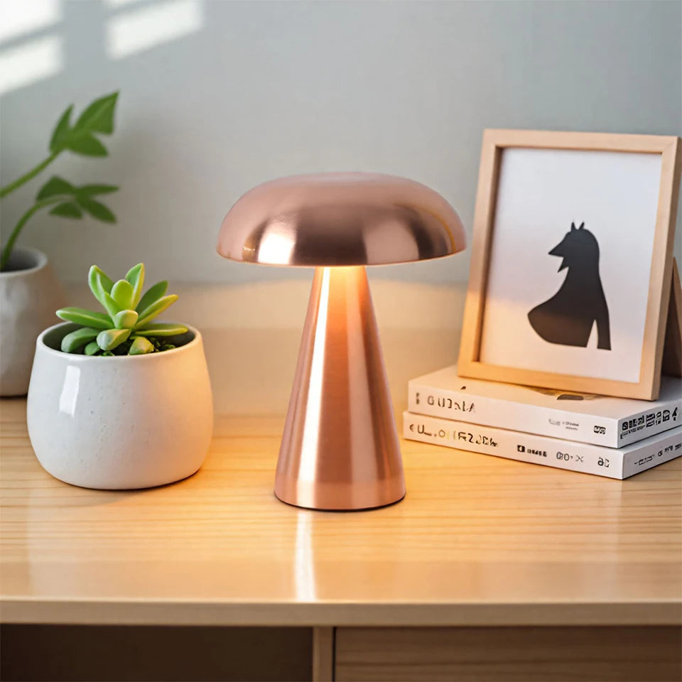 Retro table lamp Mushroom LED Night Light Rechargeable desk lamp Touch Sensor Reading Lights  for bedroom  Restaurant Bar Decor