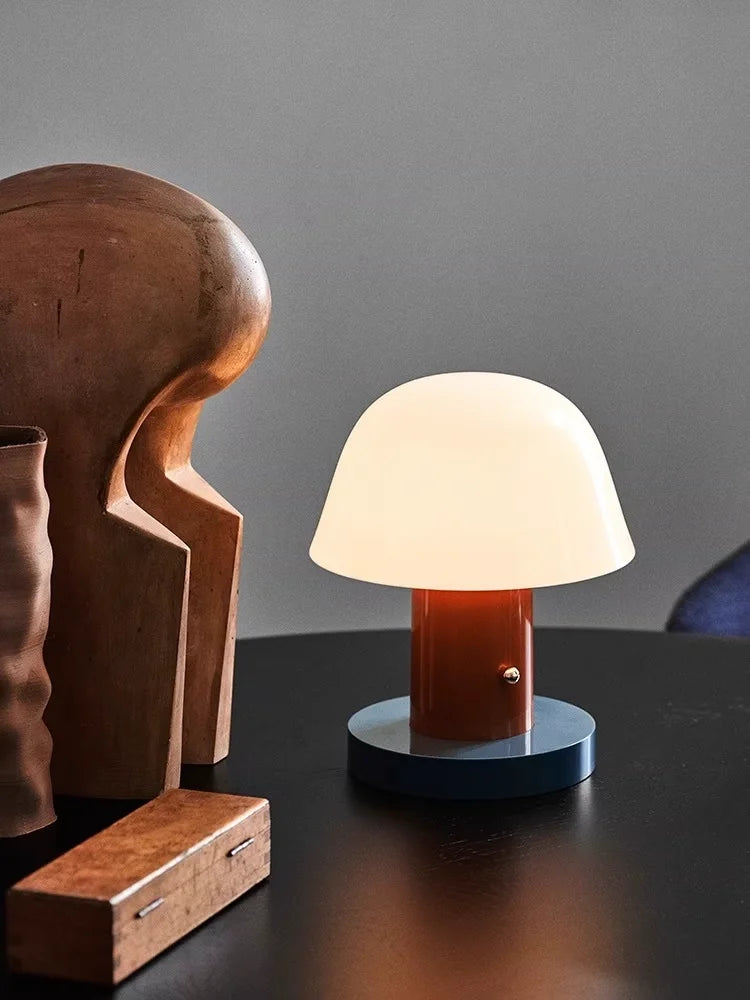 Cordless Mushroom Table Lamp Rechargeable Battery Operated Small Mushroom Night Light for Bedroom Living Room Restaurant Outdoor