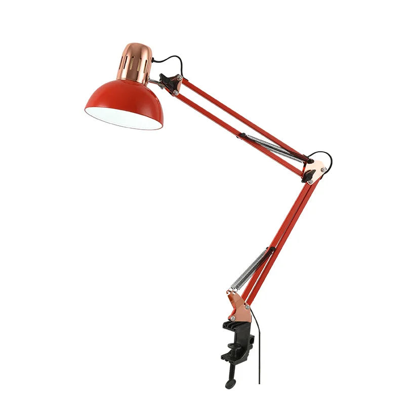 Industrial Foldable LED Table Lamp With Clamp E27 Telescopic Swing Arm Dormitory Reading Lamp Bedside Childern's Room Desk Light