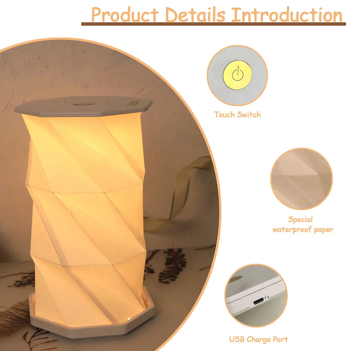 Rotating Night Light Creative Foldable Atmosphere Light Bedroom Bedhead Decoration Gift Book Light LED Table Light
