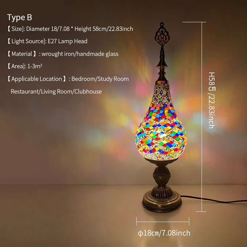 Moroccan Stained Glass Mosaic Table Lamp for Decor And Desk Lighting Ideal for Hallways Bedrooms Living Rooms & Studies