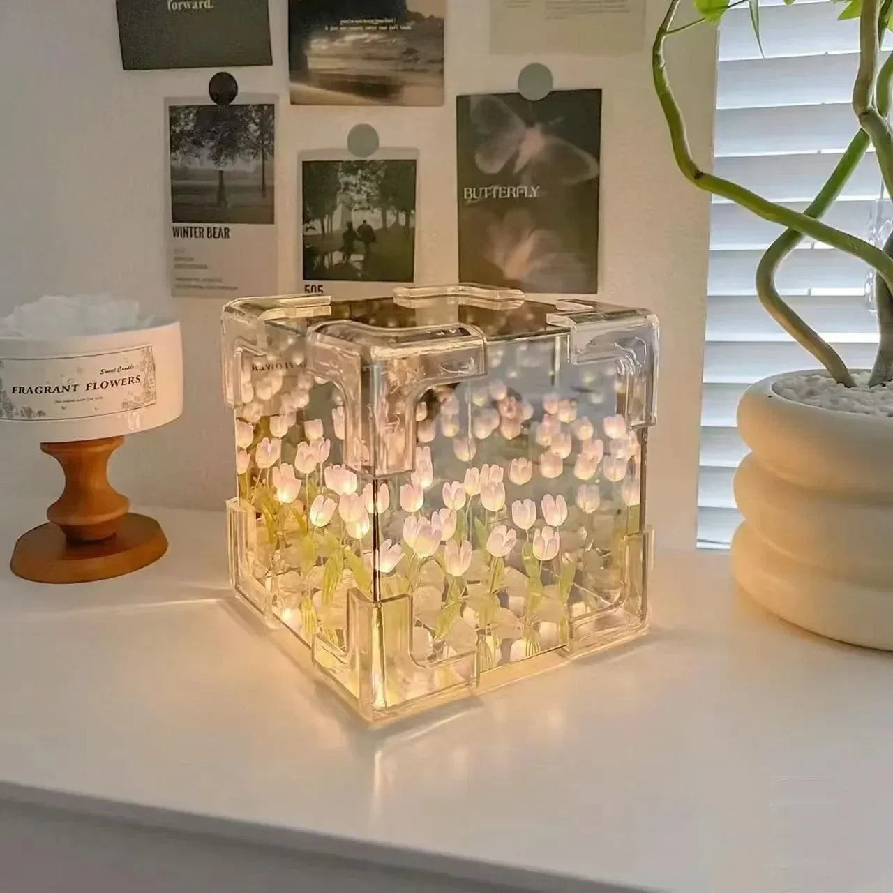 DIY 3D Tulip Flower Sea Night Lamp Kit - Romantic Creative Gift for Girlfriend, Couples and Special Occasions
