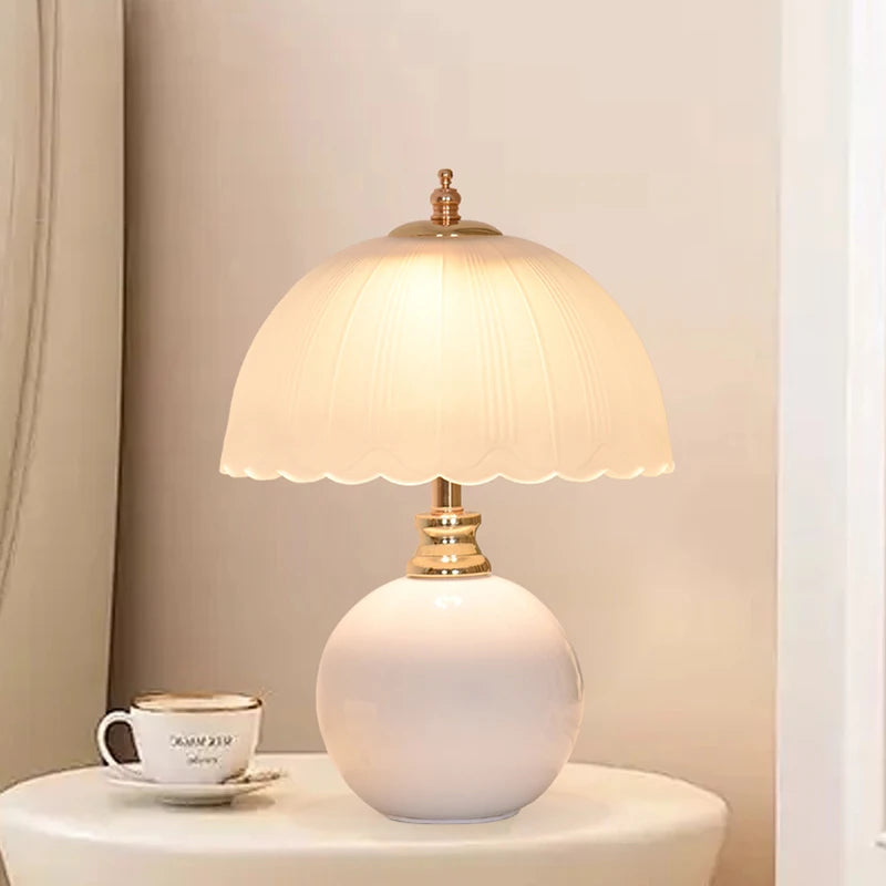 Modern Ceramic Glass Desktop Book Lamp Bedroom Bedside Table Lamp Light Luxury Atmosphere Children's Room Princess Table Lamp