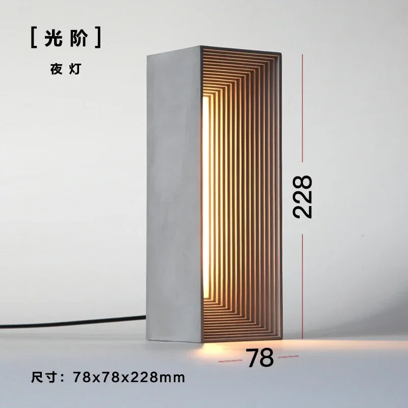 Industrial Warm White/Gray Concrete Stone Cement Table Lamp with Touch Dimming Switch LED Desk Lights for Christmas Decoration