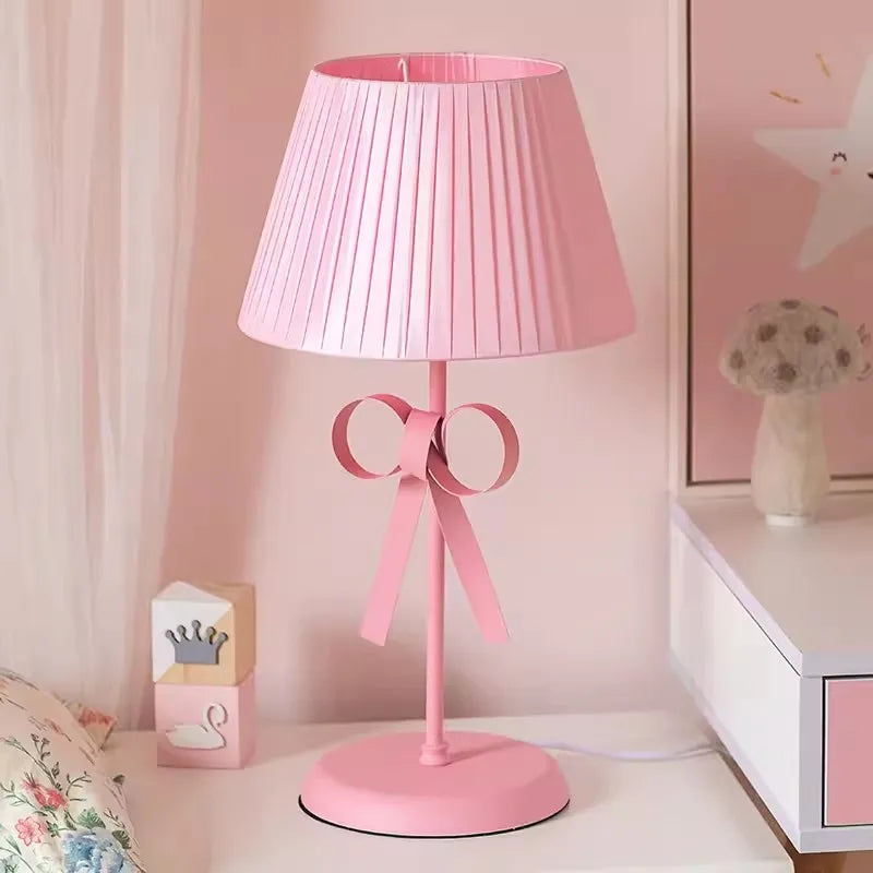 Pink Princess Room Bow Table Lamps Pink Bow Lamp Creative Nordic Children's Room Baby Room Bedside Girl Bedroom Table Lights LED