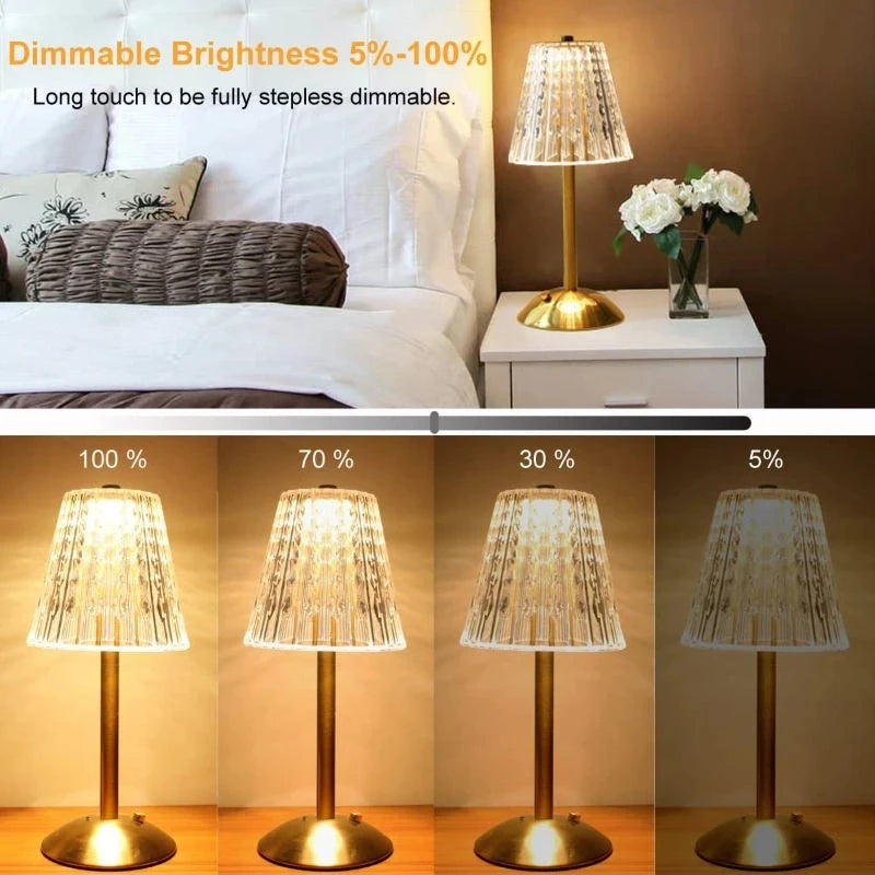 Bar Touch Table Lamp Rechargeable Wireless Desk Lamp Portable Bedroom Night Light LED Decor Lights for Coffee Hotel Restaurant