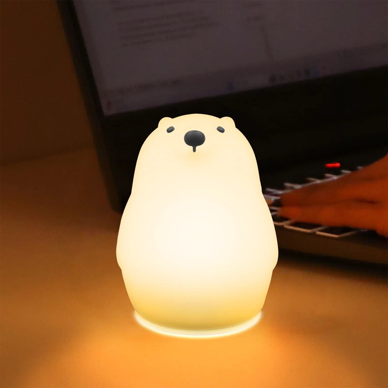 Cute Silicone Unicorn Sheep Hamster RGB LED Night Light USB Rechargeable Cartoon Animal Touch Lamp for Kids Bedroom Decor Gift