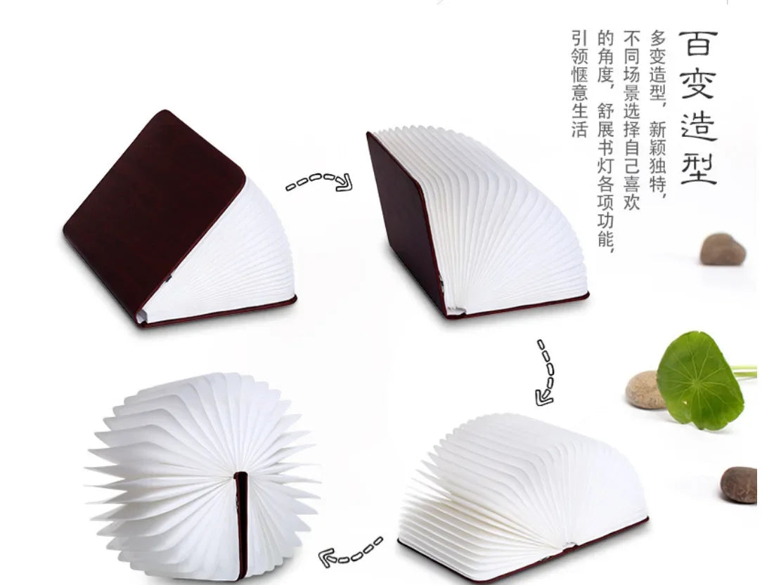 3D Folding Creative LED Night Light RGB Color USB Recharge Wooden Book Light Decor Bedroom Desk Table Lamp for Kid Brithday Gift