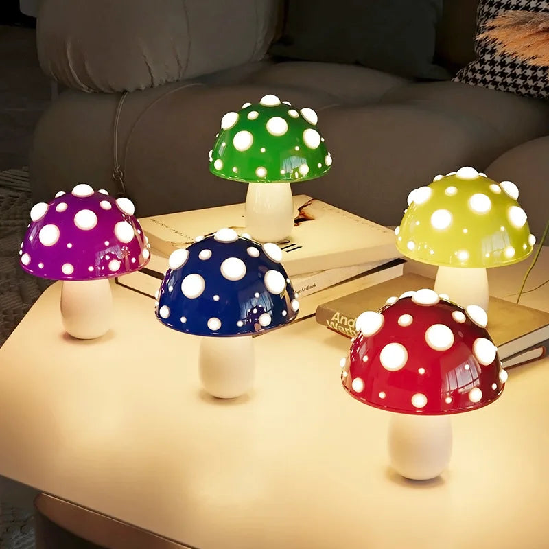 Fly Amanita Mushroom Lamp with Dual Color LED G9 Bulb USB Rechargeable Fly Agaric Desk Light for Livingroom Bedside Study Hotel
