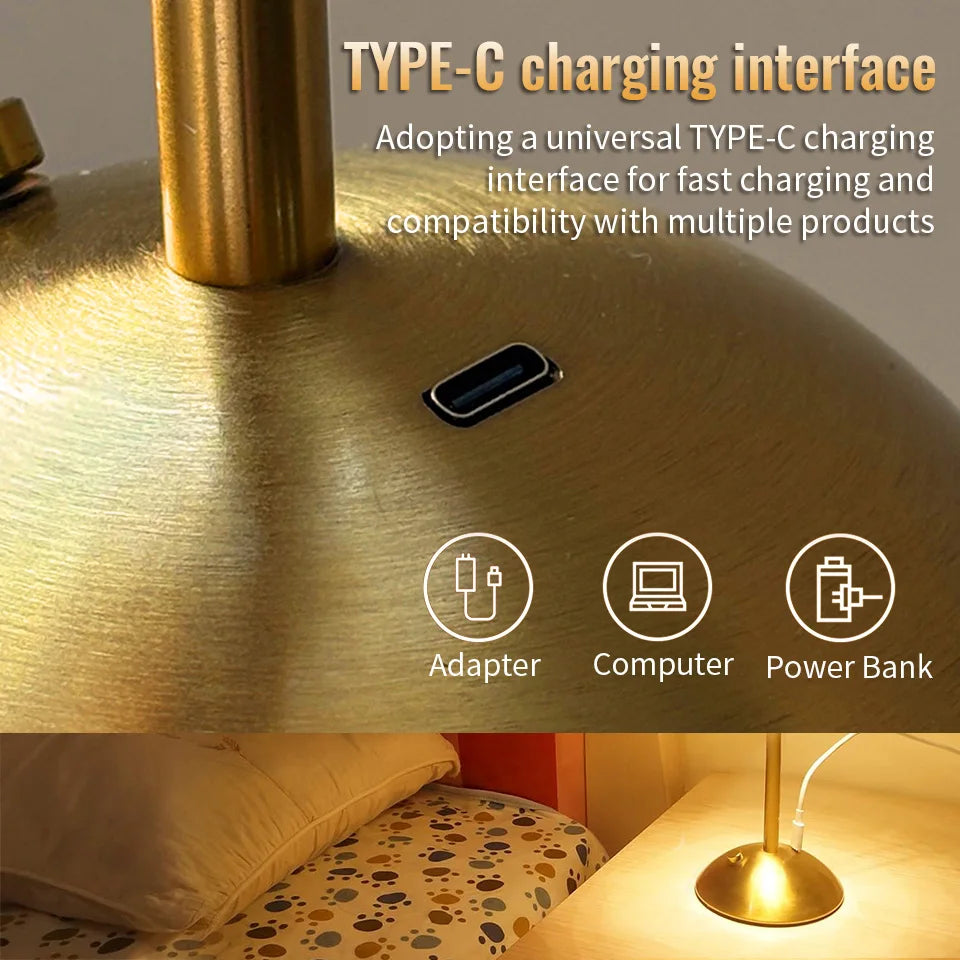 LED Table Lamp touch lamp rechargeable LED light vintage lamp Wireless Reading lamp for bedroom desk lamp bedside table Bar home