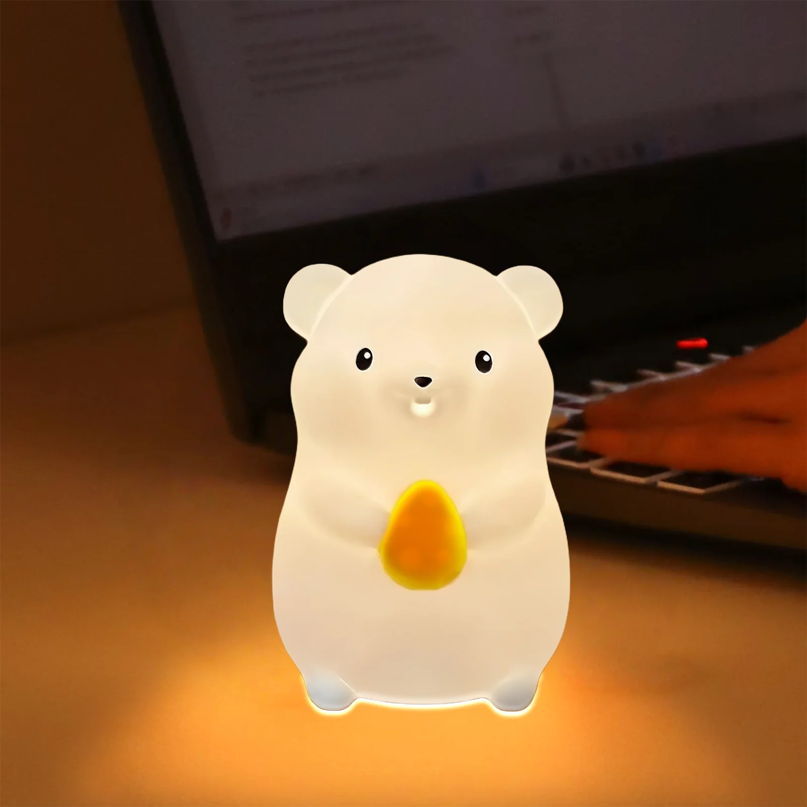 Cute Silicone Unicorn Sheep Hamster RGB LED Night Light USB Rechargeable Cartoon Animal Touch Lamp for Kids Bedroom Decor Gift