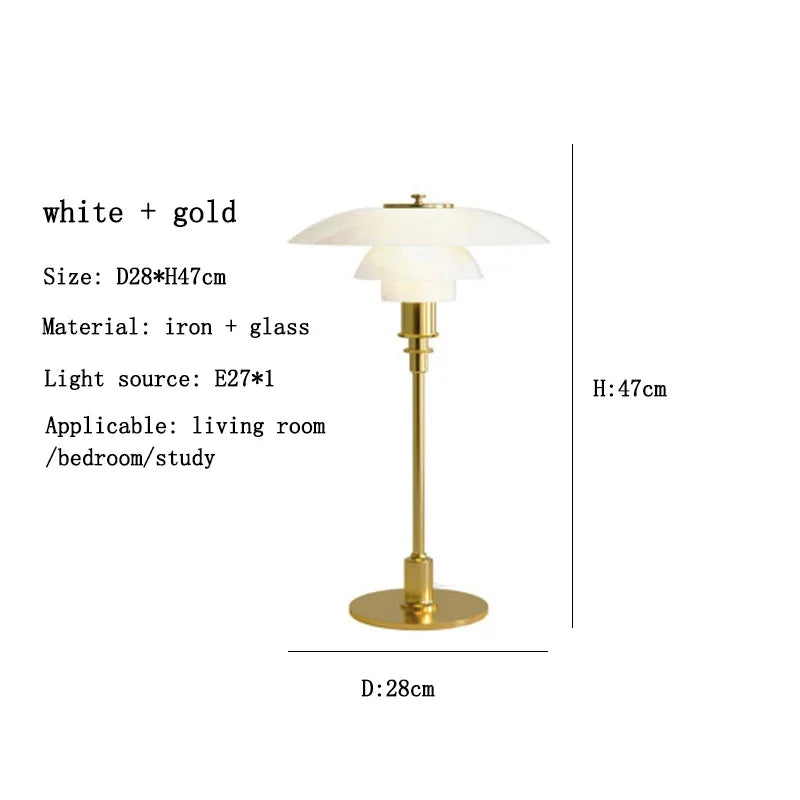 Danish Designer Nordic Glass Desk Lamp Retro Luxurious Living Room Bedroom Study Bedside Table Led Lights Modern Home Decoration