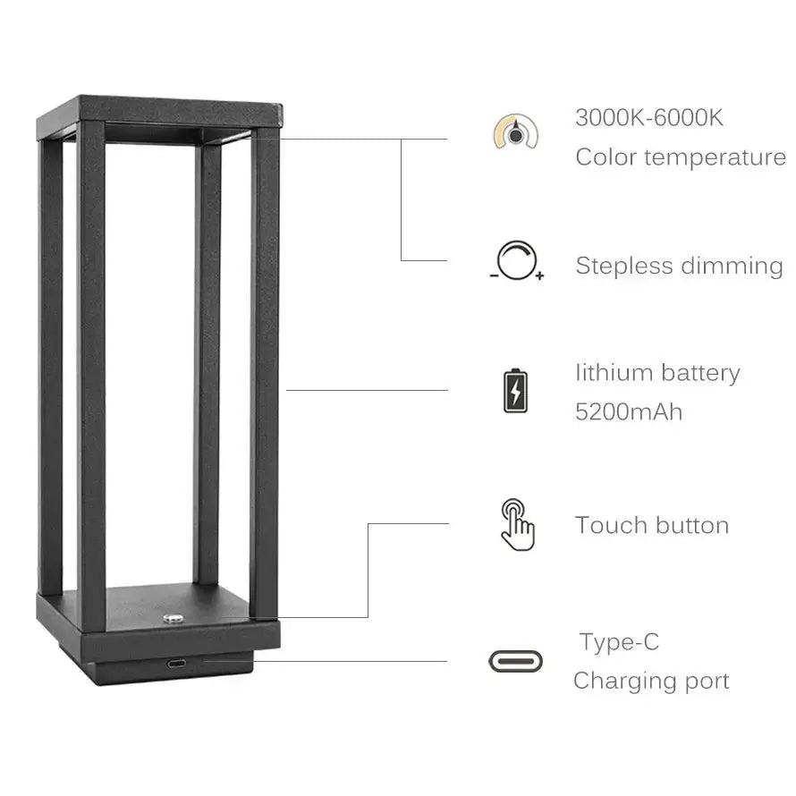 Cordless LED Table Lamp Touch Sensor 3-Levels Brightness Rechargeable Battery 24 Hours for Kids Hotel Nightstand Bedside Lights