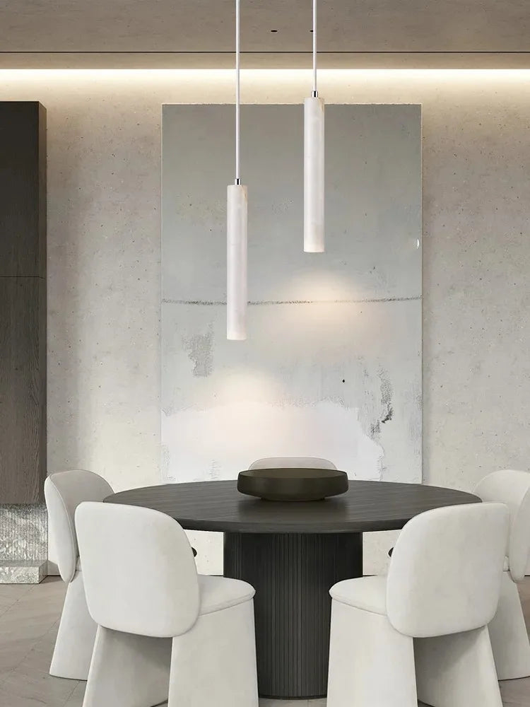 Led Pendant Lamp Long Tube Wood Ceiling Lamp Japan Style Quiet Wind Bedroom Bedside Chandelier Retro Modern travertine  lighting