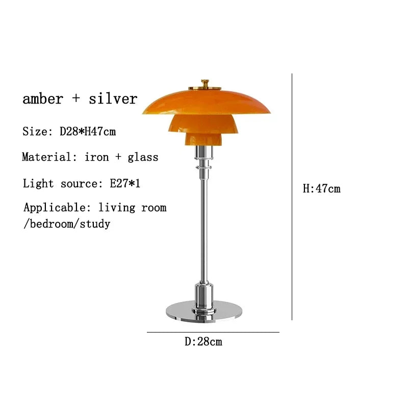 Danish Designer Nordic Glass Desk Lamp Retro Luxurious Living Room Bedroom Study Bedside Table Led Lights Modern Home Decoration