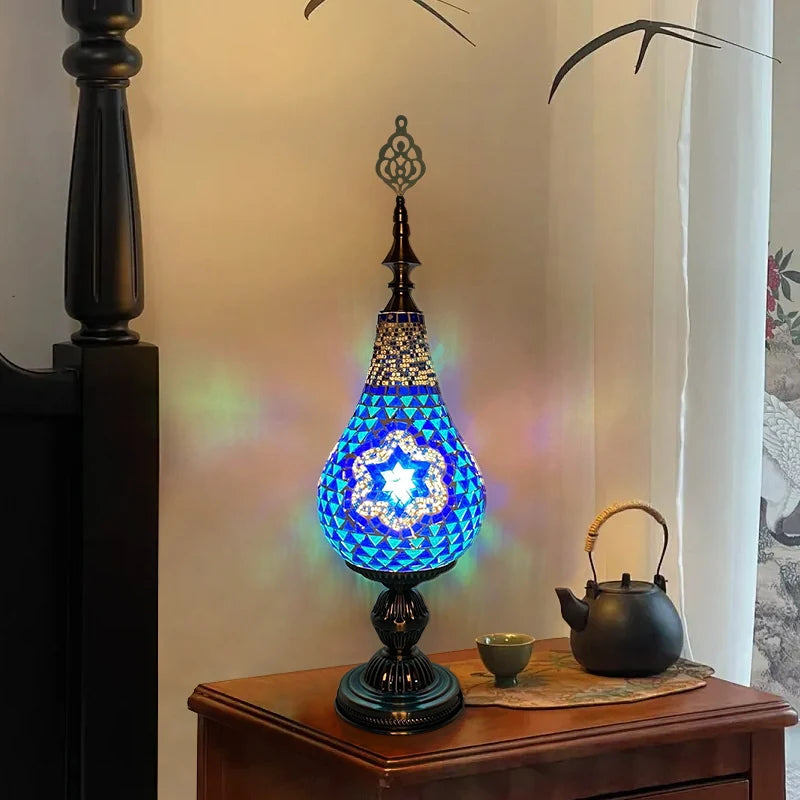 Moroccan Stained Glass Mosaic Table Lamp for Decor And Desk Lighting Ideal for Hallways Bedrooms Living Rooms & Studies