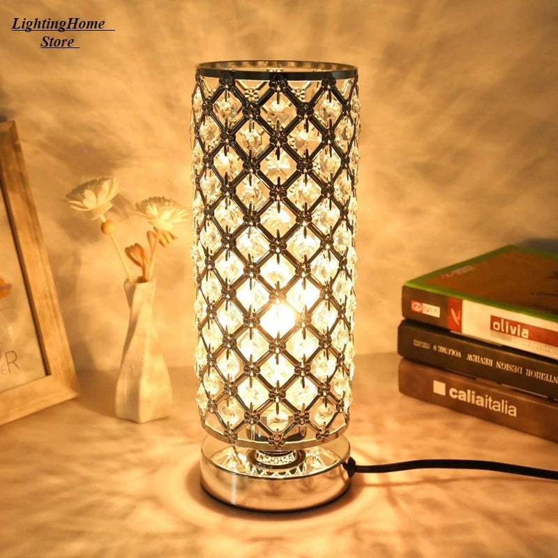 Luxury Crystal Table Lamp Night Lamp Diamond Crystal Decorative Table Lamp Bedroom Bar Night Light LED Desk Night Light Lamps