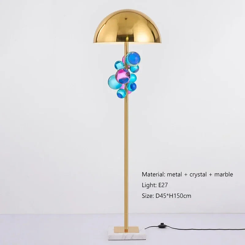 Postmodern Creative Color Crystal Desk Lamps for Bedroom Model House Villa Living Room Study Light Luxury Floor Lamp Home Decor