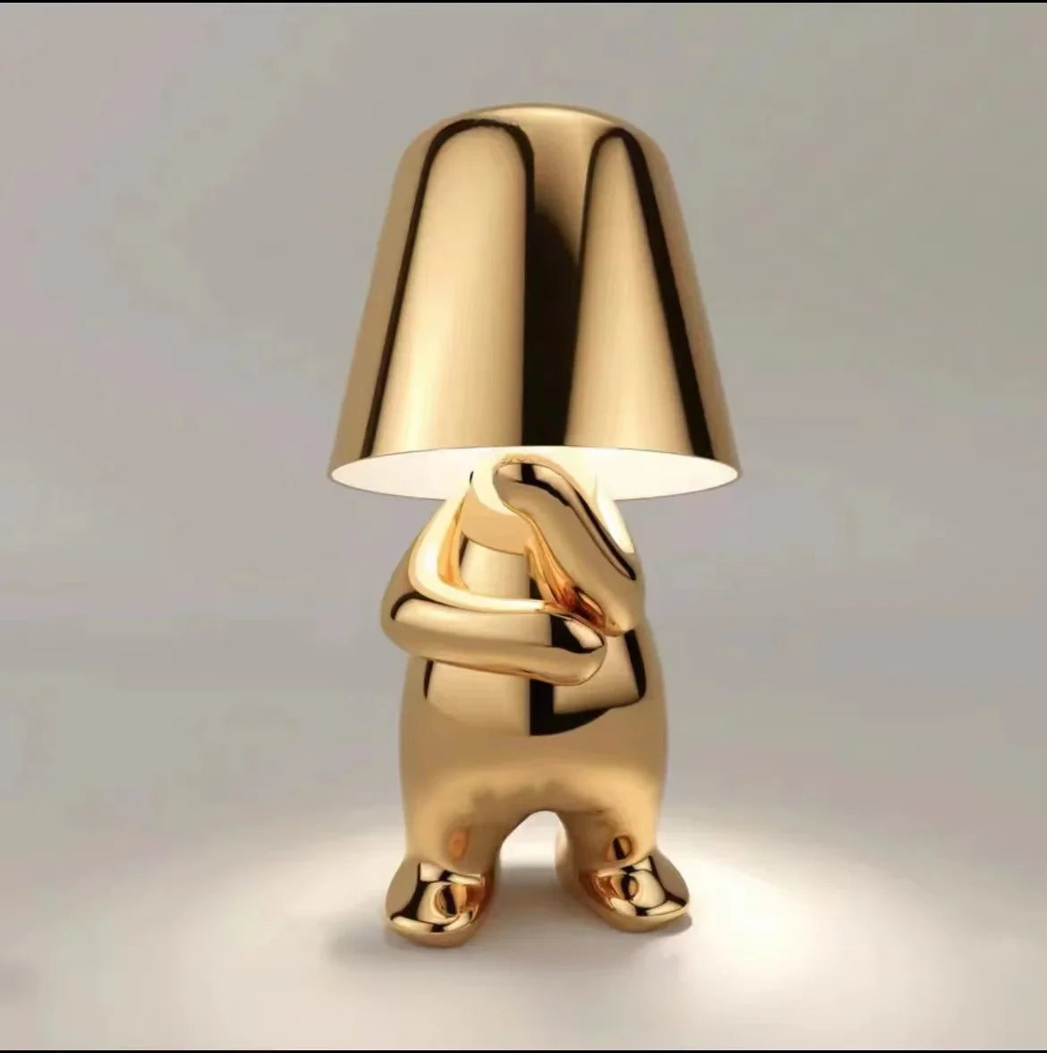 Modern New Thinker Golden Statue Desk Lamp Bedroom Touch Atmosphere Usb Charging Decorative Desk Lamp Ornament