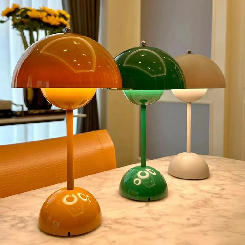 Tradition Flowerpot Portable LED Table Lamp Showcases a Simple yet Elegant Design Rechargeable Mushroom Dimming Touch Stick Lamp