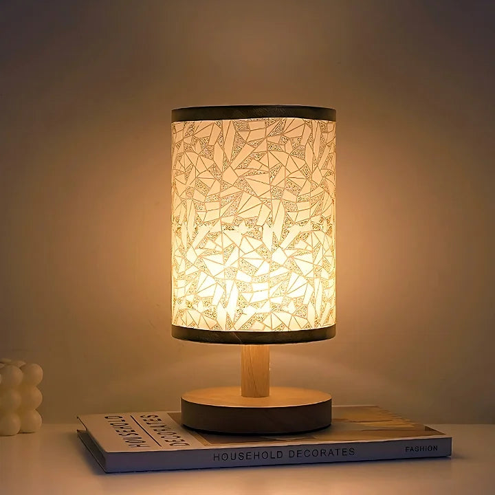 Indoor accessories wooden bedside lamp with gray linen lampshade living room coffee table decoration lamp ﻿