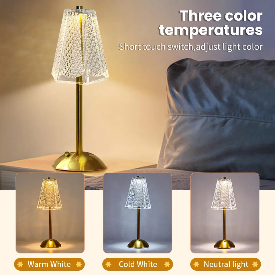 LED Table Lamp touch lamp rechargeable LED light vintage lamp Wireless Reading lamp for bedroom desk lamp bedside table Bar home