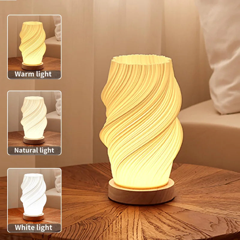 French Cream Style 3D Printed Lampshade Desk Lamp Bedroom Study Children's room Internet Red Atmosphere Decoration Desk Lamp
